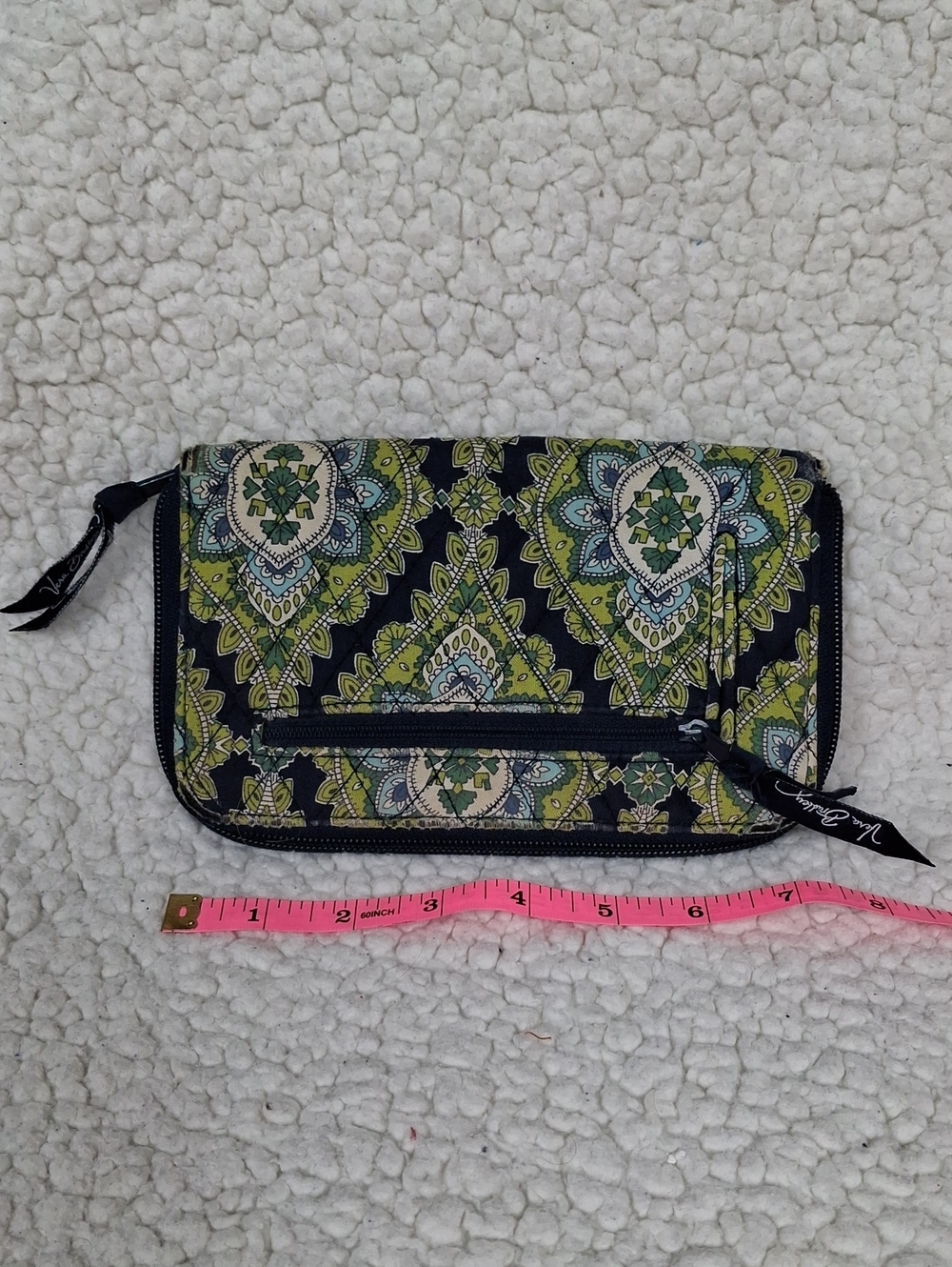 Vera Bradley Patterned Quilted Wristlet Wallet - Green & Black